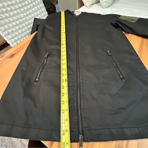 Mossimo Young Adult Jean Jacket Lined Zip Pockets Bomber Flight Black Sz XL (16) - Picture 8 of 9
